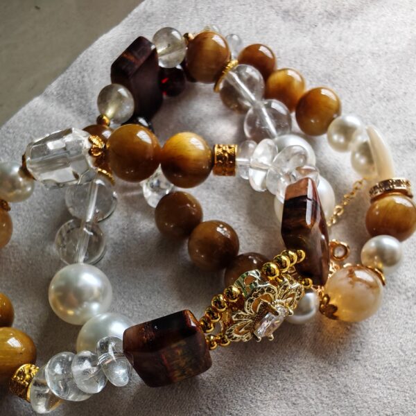 👑 The "Empress" Triple-Layer Baroque Pearl & Crystal Bracelet | Royal Elegance