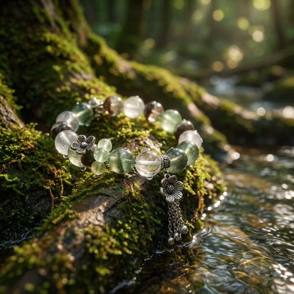 🌿 The "Forest Healer" Prehnite & Phantom Quartz Bracelet | Growth & Healing